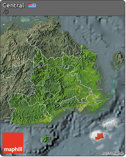 Satellite Map of Central, semi-desaturated