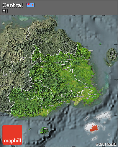 Satellite Map of Central, semi-desaturated