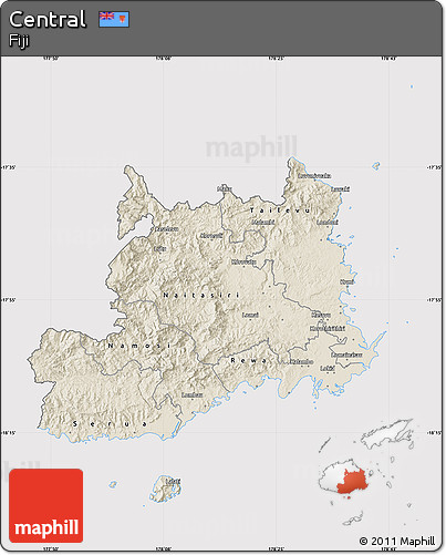 Shaded Relief Map of Central, cropped outside