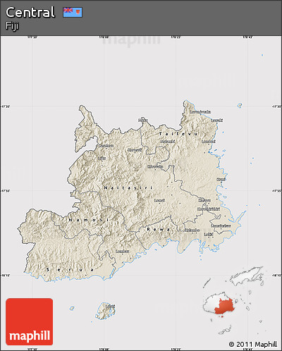 Shaded Relief Map of Central, cropped outside