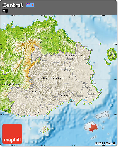 Shaded Relief Map of Central, physical outside