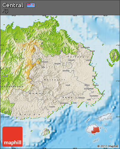 Shaded Relief Map of Central, physical outside