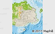 Shaded Relief Map of Central, physical outside