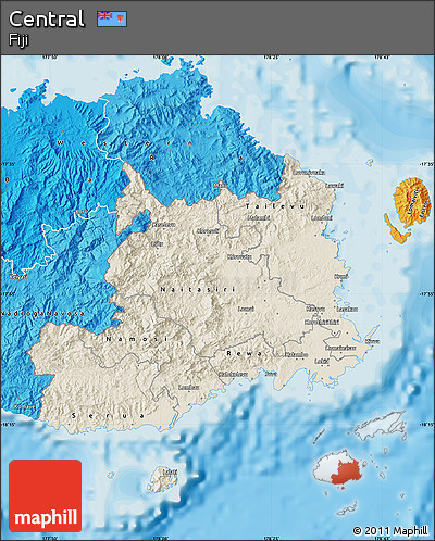 Shaded Relief Map of Central, political shades outside
