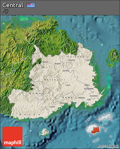 Shaded Relief Map of Central, satellite outside
