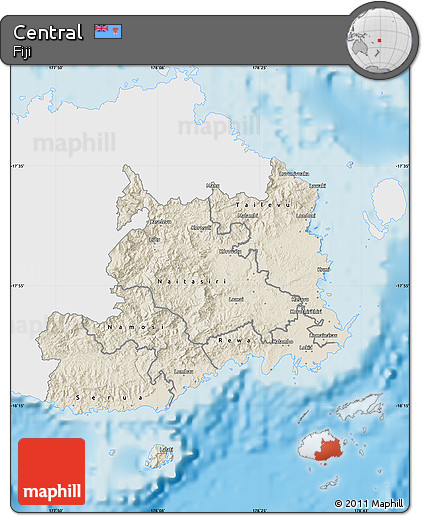 Shaded Relief Map of Central, single color outside