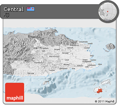 Gray Panoramic Map of Central