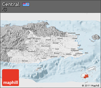Gray Panoramic Map of Central