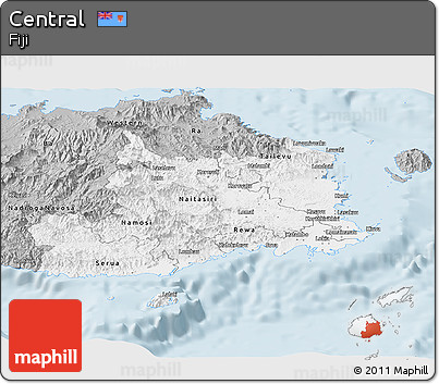 Gray Panoramic Map of Central