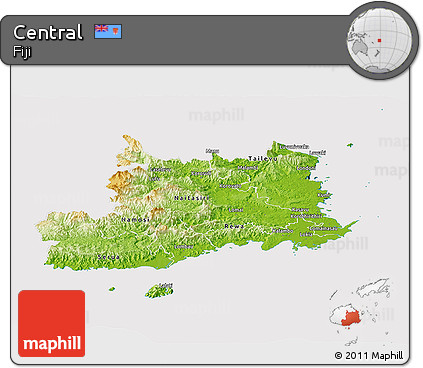 Physical Panoramic Map of Central, cropped outside