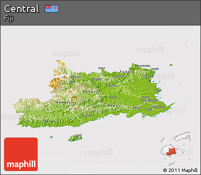 Physical Panoramic Map of Central, cropped outside