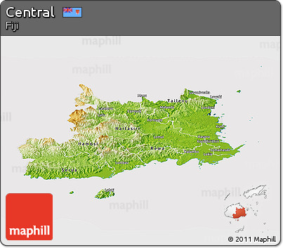 Physical Panoramic Map of Central, cropped outside