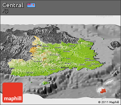 Physical Panoramic Map of Central, darken, desaturated