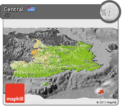 Physical Panoramic Map of Central, darken, desaturated