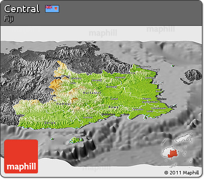 Physical Panoramic Map of Central, darken, desaturated