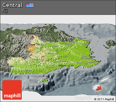 Physical Panoramic Map of Central, darken, semi-desaturated