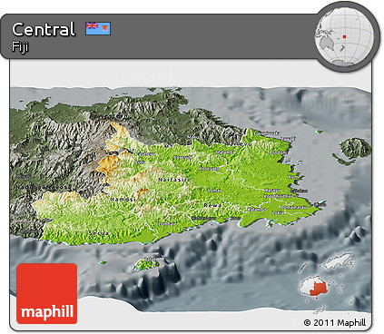 Physical Panoramic Map of Central, darken, semi-desaturated
