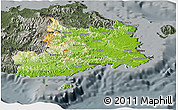 Physical Panoramic Map of Central, darken, semi-desaturated