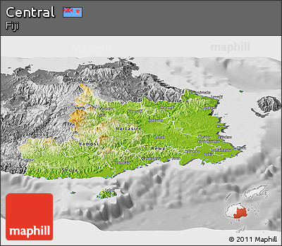 Physical Panoramic Map of Central, desaturated