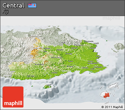 Physical Panoramic Map of Central, lighten, semi-desaturated