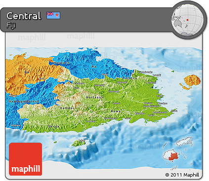 Physical Panoramic Map of Central, political outside