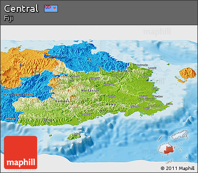 Physical Panoramic Map of Central, political outside