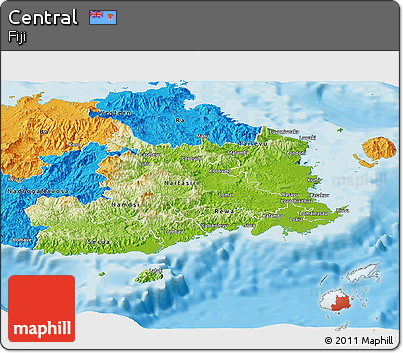 Physical Panoramic Map of Central, political outside