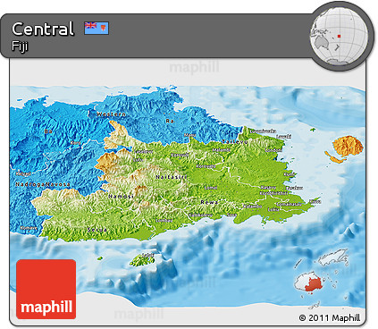 Physical Panoramic Map of Central, political shades outside