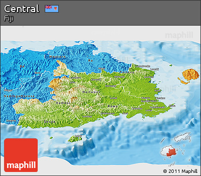 Physical Panoramic Map of Central, political shades outside