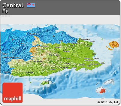Physical Panoramic Map of Central, political shades outside