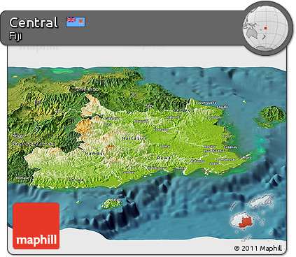 Physical Panoramic Map of Central, satellite outside