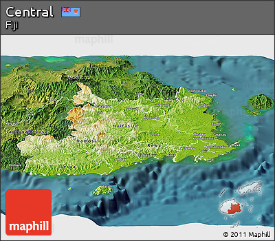Physical Panoramic Map of Central, satellite outside