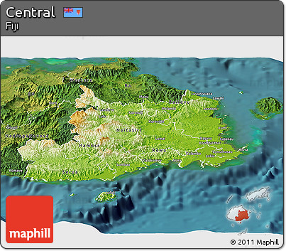 Physical Panoramic Map of Central, satellite outside