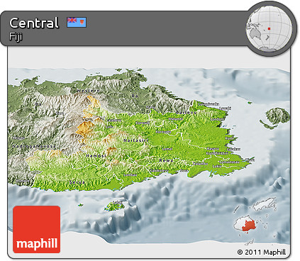 Physical Panoramic Map of Central, semi-desaturated