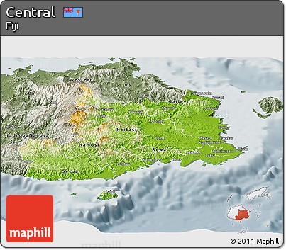 Physical Panoramic Map of Central, semi-desaturated
