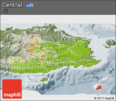 Physical Panoramic Map of Central, semi-desaturated