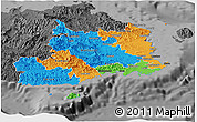 Political Panoramic Map of Central, darken, desaturated