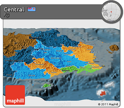 Political Panoramic Map of Central, darken