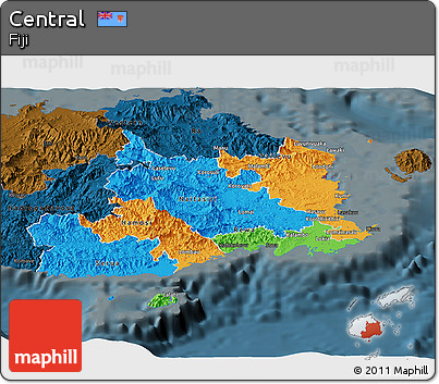 Political Panoramic Map of Central, darken