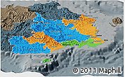 Political Panoramic Map of Central, darken, semi-desaturated