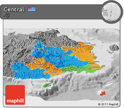 Political Panoramic Map of Central, desaturated