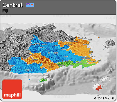 Political Panoramic Map of Central, desaturated