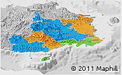 Political Panoramic Map of Central, lighten, desaturated
