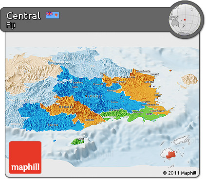 Political Panoramic Map of Central, lighten
