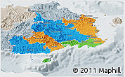 Political Panoramic Map of Central, lighten, semi-desaturated
