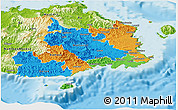 Political Panoramic Map of Central, physical outside