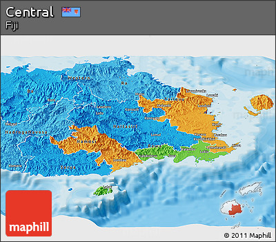 Political Panoramic Map of Central, political shades outside