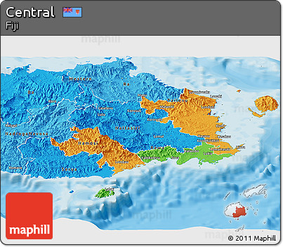 Political Panoramic Map of Central, political shades outside