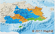 Political Panoramic Map of Central, shaded relief outside