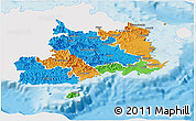 Political Panoramic Map of Central, single color outside